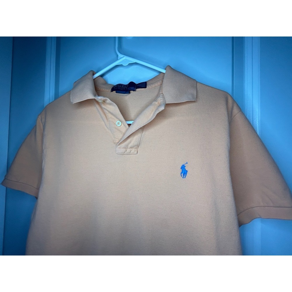 Polo Ralph Lauren Peach Orange Embroidery Pony Polo Dress Shirt Sz Mens Medium‎